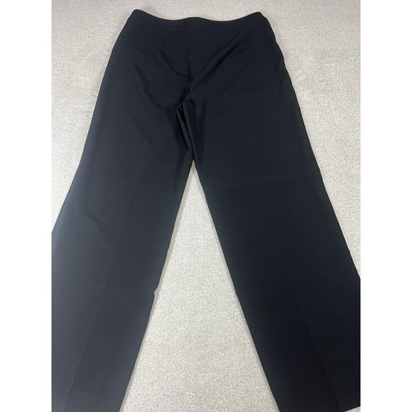 St John Caviar Diana Pants Womens Black Crepe High Rise Straight Trouser Size 12 - Picture 11 of 13